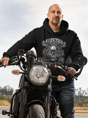Vista 3 de Motocicleta Live to Ride Sudadera con capucha Flames Eagle USA Hombre