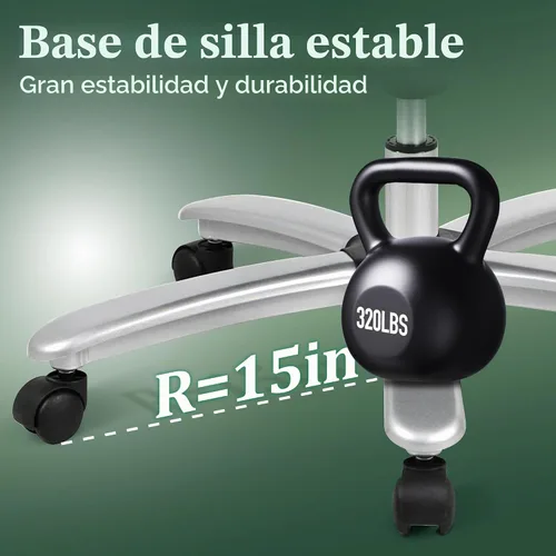 Vista 8 de Silla de oficina ejecutiva, silla de escritorio ergonómica, silla de computadora cómoda resistente de 500 libras con soporte lumbar ajustable