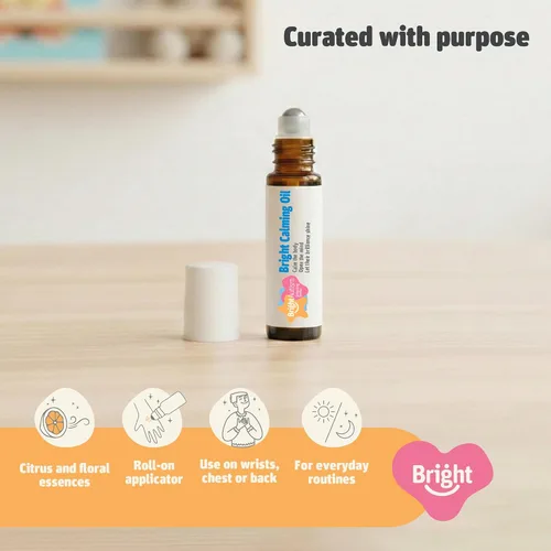 Vista 5 de Aceite Calmante Bright de Bright Autism - Aceite esencial para niños para aliviar el estrés - Ayuda natural para dormir, suave mezcla orgánica