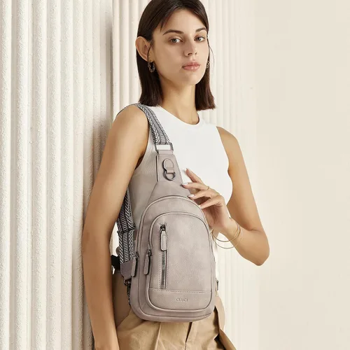 Vista 7 de CLUCI - Bolso cruzado para mujer, bandolera de piel, mochila para viajes