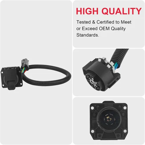Vista 4 de 55243 Arnés de cableado para remolque con cuchilla RV personalizada de 7 pines del lado del vehículo con conector para caja de camión compatible