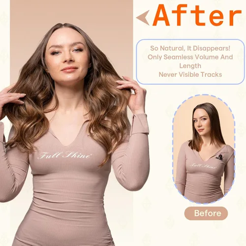 Vista 139 de Full Shine - Extensiones de cabello humano con cinta, mezcla de rubio hongo # 8 castaño ceniza resaltado 60 rubio ceniza