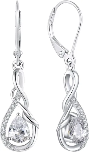 Vista 17 de Starchenie Infinity Dangle Drop Earrings for Women 925 Sterling Silver Leverback Earrings Birthstone Jewelry 01-ene-naranja rojo