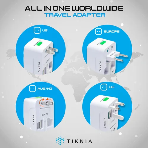 Vista 3 de Adaptador de viaje, todo en todo el mundo, adaptador universal europeo, enchufe de cargador de pared internacional para (sin puerto USB) Asia Europa