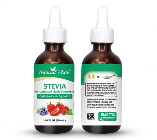 Vista 3 de Edulcorante líquido de stevia (optimizado con eritritol) 4 onzas líquidas (4.1 fl oz) - Botella de vidrio 1 paquete