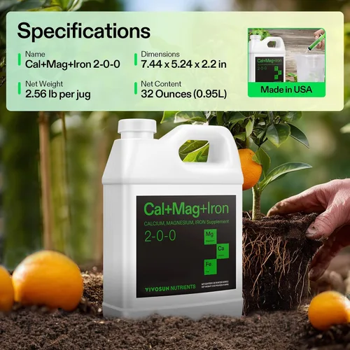 Vista 8 de VIVOSUN Cal+Mag+Hierro (2-0-0), suplemento de calcio, magnesio y hierro de 32 onzas Liquid Nutrient Fertilizer for All Plants, Concentrated Plant