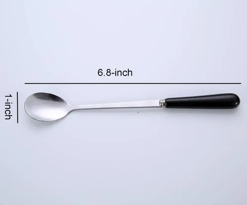Vista 2 de 3 cucharas de mezcla para café, postre, helado, batido, cucharadita de acero inoxidable con mango de cerámica, cucharadas de café expreso, cucharas