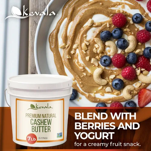 Vista 5 de Kevala Mantequilla de anacardo de 7 libras Bulk Size, Natural Peanut Butter Substitute, Cashew Unsalted Butter for Toasts and Pancakes, No Palm