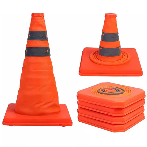 Vista 7 de Sunnyglade Paquete de 4 conos de tráfico plegables de 15.5 pulgadas, multiusos, conos de seguridad reflectantes emergentes