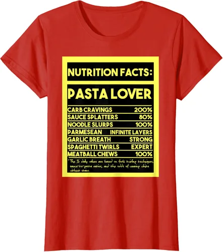 Vista 73 de Pasta Lover Nutrition Facts: The Ultimate Carb Connoisseur's T-Shirt Negro