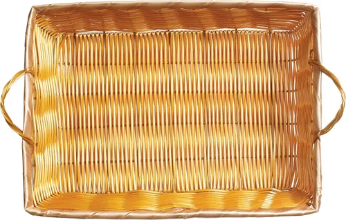 Vista 3 de Cesta tejida de polipropileno de forma rectangular Winco, 16 x 11 x 3 pulgadas (1 unidad), M, Bronceado