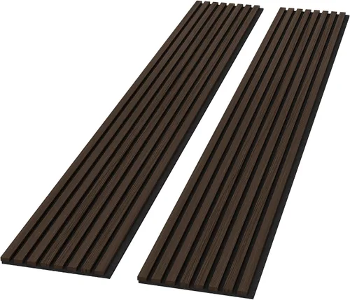 Vista 10 de ROOMTEC Paquete de 2 paneles acústicos de pared de madera maciza, paneles de pared insonorizados de 94.49 x 12.6 pulgadas, paneles de pared de Roble