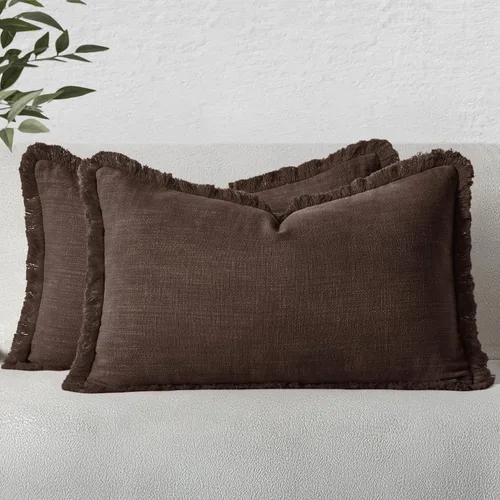 Vista 74 de MIULEE Fundas de almohada decorativas con flecos de lino bohemio beige 16 x