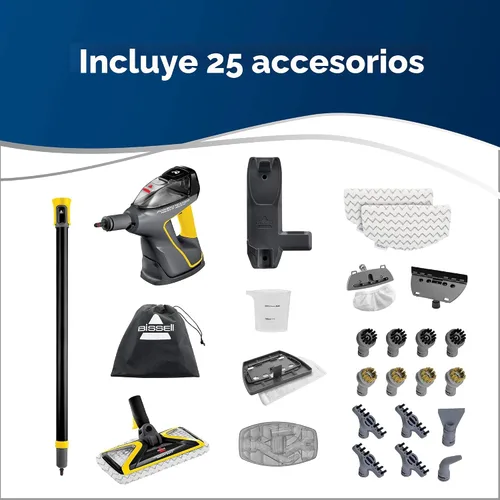 Vista 3 de BISSELL Power Steamer - Trapeador de vapor resistente 3 en 1 y SteamShot de mano para uso en interiores y exteriores: garaje, taller, automóvil