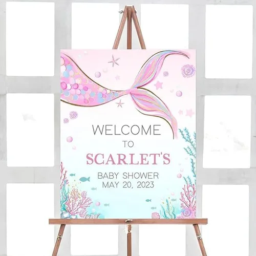 Vista 10 de Personalized It’s A Girl Baby Shower Welcome Sign, Custom Floral Girl Baby Shower Sign with Stand for Entryway Decor, Sweet Baby Shower Party Sign