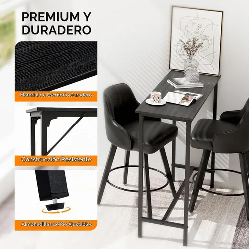 Vista 4 de VINGLI Mesa de bar de 43 pulgadas de alto, rectangular de madera, angosta, larga, altura de mostrador, para cocina, sala de estar, comedor, sofá