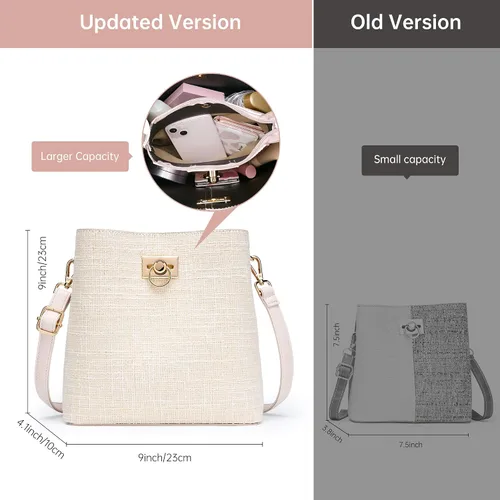 Vista 6 de KALIDI Bolsos cruzados para mujer de cuero vegano Bolso de hombro de moda con múltiples bolsillos Beige