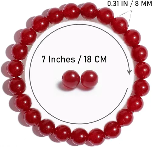Vista 3 de Pulsera de protección elástica hecha a mano para mujeres y hombres, 0.315 in (0.31 pulgadas) con cuentas pulidas naturales de cristal curativo