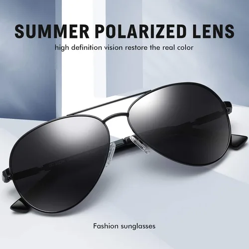 Vista 5 de DUCO Gafas de sol de aviador para hombres y mujeres, lentes de sol polarizadas vintage, lentes espejadas, marco de metal, sombras de diseñador 3025K