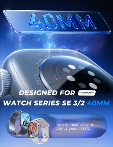 Vista 2 de MAGIC JOHN Paquete de 2 para Apple Watch SE 3 (2025) SE 2 SE Series /6/5/4 40 mm Protector de pantalla, [Tecnología de alineación automática]