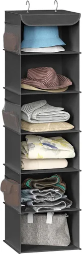 Vista 11 de Simple Houseware Organizador de armario colgante de 5 estantes, color negro