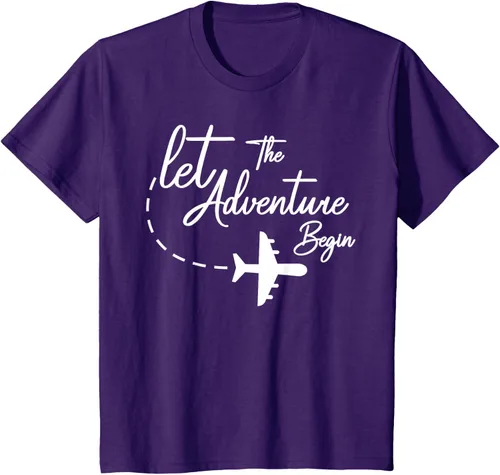 Vista 66 de Let The Adventure Begin - Camiseta inspiradora en modo de viaje en avión, Negro, S
