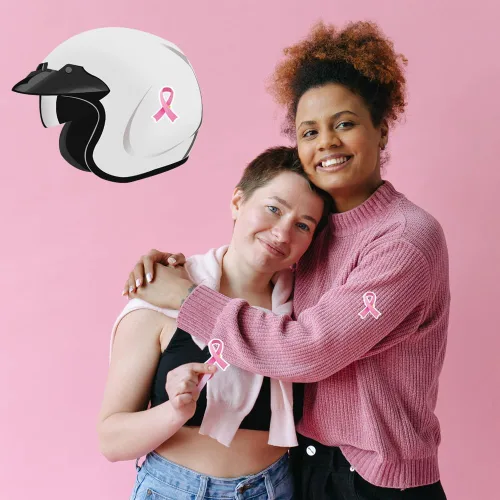 Vista 3 de 300 calcomanías de cinta rosa para concientización sobre el cáncer de mama, calcomanías de concientización sobre el cáncer de mama, casco