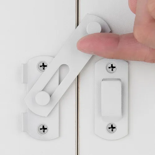 Vista 12 de 3 paquetes de pestillos de puerta abatible, 3.93 x 2.75 pulgadas, cerradura de seguridad negra para valla de madera de granero, puertas francesas