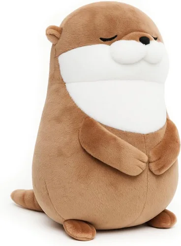 Vista 13 de WEIGEDU Peluche de Nutria Gigante de Peluche – 31 cm de Suave Juguete Kawaii para Niños y Adultos, Peluche de Animal Lindo Marrón, Almohada