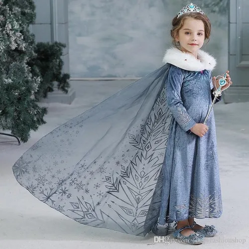 Vista 3 de Disfraz de princesa Elsa Frozen de terciopelo con accesorios