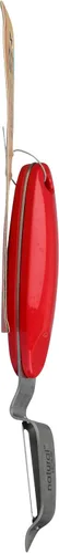 Vista 5 de Natural Home Pelador moldeado de bambú y acero inoxidable, rojo cereza