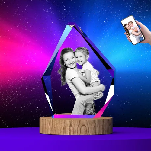 Vista 9 de Foto de cristal 3D, regalos personalizados para mujeres, ella, esposa, hombres, mamá, marido, gran regalo personalizado con tu propia foto