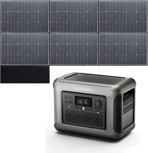 Vista 10 de [Nueva versión 2025] ALLPOWERS R1500 LITE Estación de energía portátil con panel solar SP037, generador solar LiFePO4 de 1600 W 1056 Wh con panel