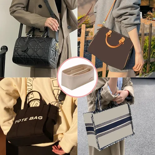 Vista 6 de Doxo Organizador de fieltro para bolso LV Speedy 20, Alma BB, Noe, Beige