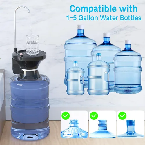 Vista 10 de Bomba dispensadora de agua automática recargable USB - para jarras de 1 a 5 galones, bomba de botella de agua eléctrica sin manos para el hogar