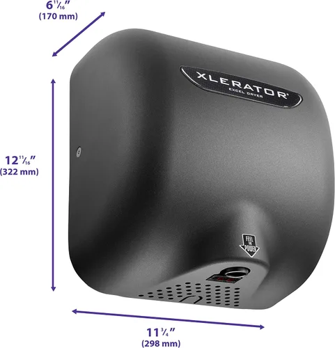 Vista 2 de XLERATOR Excel Dryer XL-GR 1.1N - Secador de manos comercial de alta velocidad, cubierta moldeada con textura de grafito, sensor automático, montaje