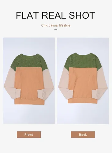 Vista 8 de Dokotoo Sudadera de punto de manga larga con cuello redondo y bloque de color para mujer