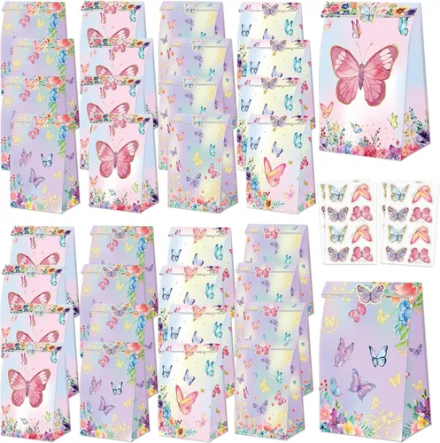 Vista 8 de XJLANTTE 40 bolsas de regalo de sirena, bolsas de recuerdo de fiesta bajo el mar con calcomanías para la cola, bolsas de fiesta para niños y niñas