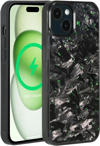 Vista 27 de Grip Series - Funda para iPhone 15 con fibra de carbono forjada real, diseño de bordes agarres, imanes integrados, compatible con cargadores y Negro