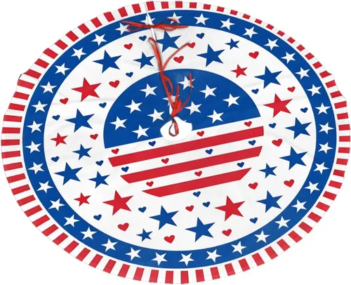 Vista 5 de 4th of July Christmas Tree Skirts 30", Flag Memorial Day Xmas Tree Cloth Mats Trees Skirts for Decor Gift, Home Decoration