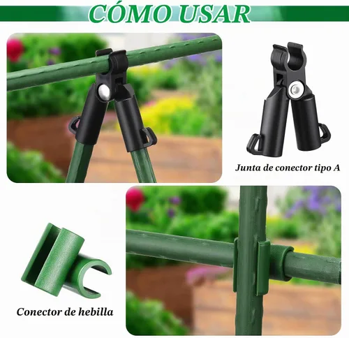 Vista 4 de 50 piezas de clip de conector de enrejado ajustable para plantas, estacas de plástico para jardín, tipo A, clip de hebilla para juntas de conexión