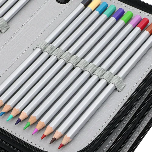 Vista 7 de Práctico estuche escolar de tela Oxford con 72 ranuras para lápices, de BTSKY®, Negro