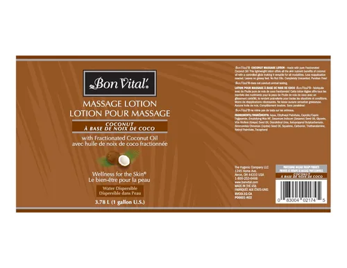 Vista 2 de Loción Bon Vital para masaje de coco, 1 galón, fórmula ligera con aceite de coco fraccionado puro, loción profesional para terapia, hidratante y sin