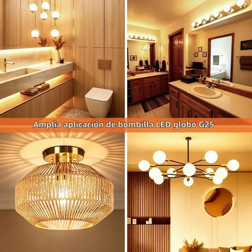 Vista 8 de Vinaco Glass G25 llevó las bombillas del globo Dimmable 6W 120V 2700K para el cuarto de baño Azul