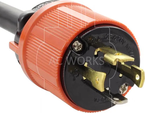 Vista 3 de AC WORKS Cable de extensión de goma para generador 10/4 NEMA L14-30 30Amp 125/250Volt (50FT)