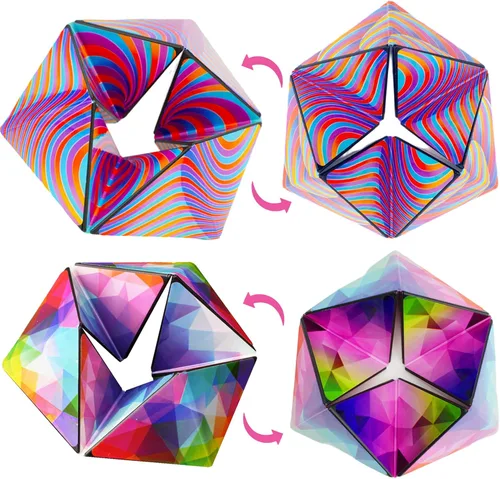 Vista 8 de Kaleidocycle - Cubo para la ansiedad para niños, cubo mágico infinito para adultos para mantener la calma y la ansiedad, antidepresión, juguetes