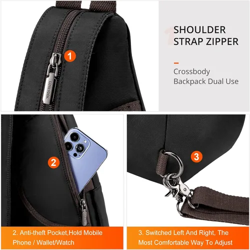 Vista 5 de LOVEVOOK Bolso bandolera bandolera mochila bandolera mochila bandolera bolsa de hombro casual mochilas para mujeres hombres ciclismo senderismo