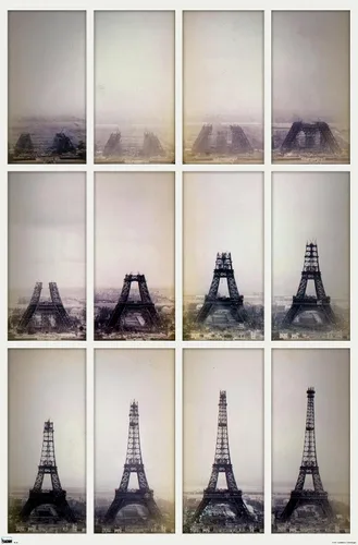 Vista 12 de Trends International Póster de pared con lapso de tiempo de construcción de la Torre Eiffel, 14.725 x 22.375 pulgadas, versión enmarcada de madera