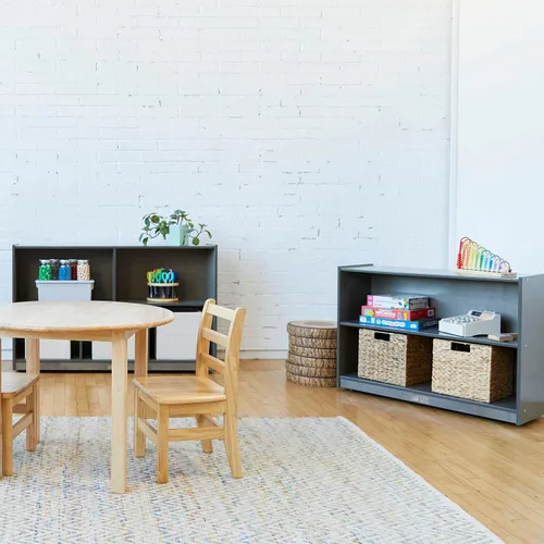 Vista 2 de ECR4Kids Gabinete de almacenamiento móvil de 2 estantes, muebles de aula, lavado gris