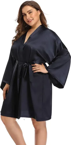 Vista 5 de Batas de satén para mujer talla grande bata floral para boda fiesta kimono ropa de dormir